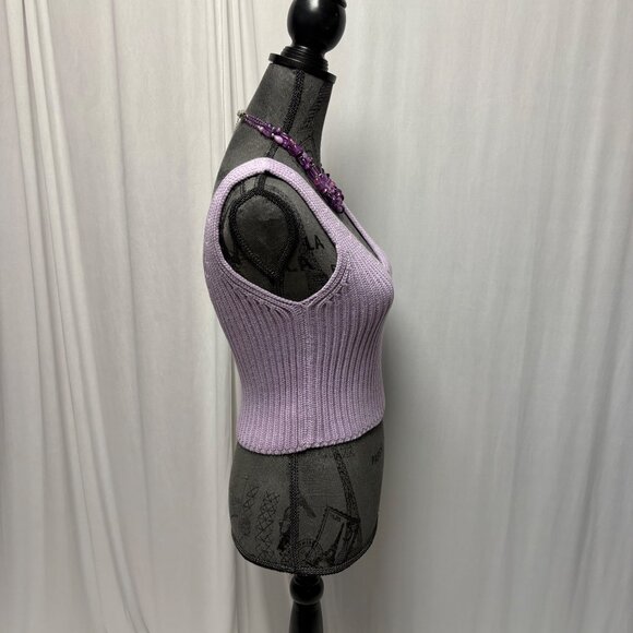 The Drop Sylvie Top Womens Sz Medium Lavender V-Neck Cropped Sweater Tank NEW - Picture 6 of 10